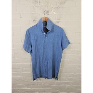 Bonobos Women's Slim Fit Collared Neck Polo Shirt Short Sleeve Blue Size Large